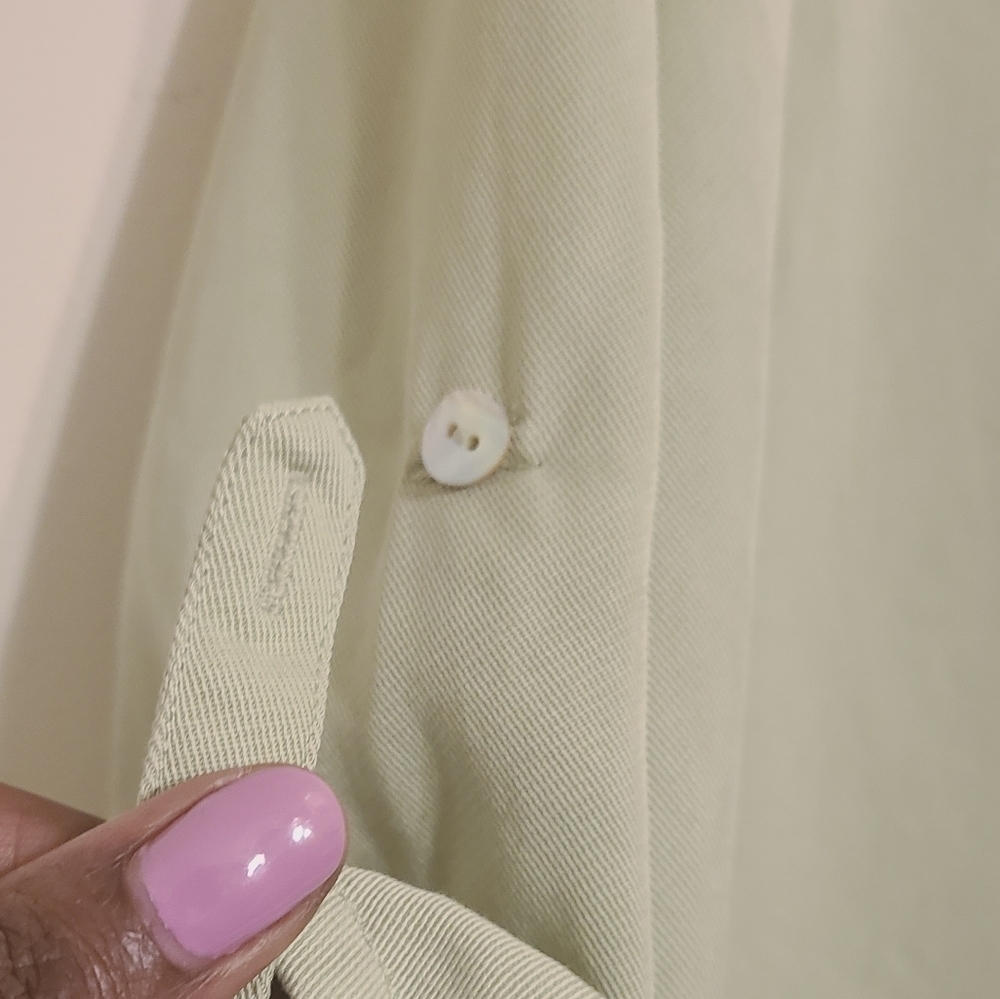 Soft Surroundings | Light Green V-Neck Tencel Tab Sleeve Tunic Top (Size Large) - Picture 7 of 11